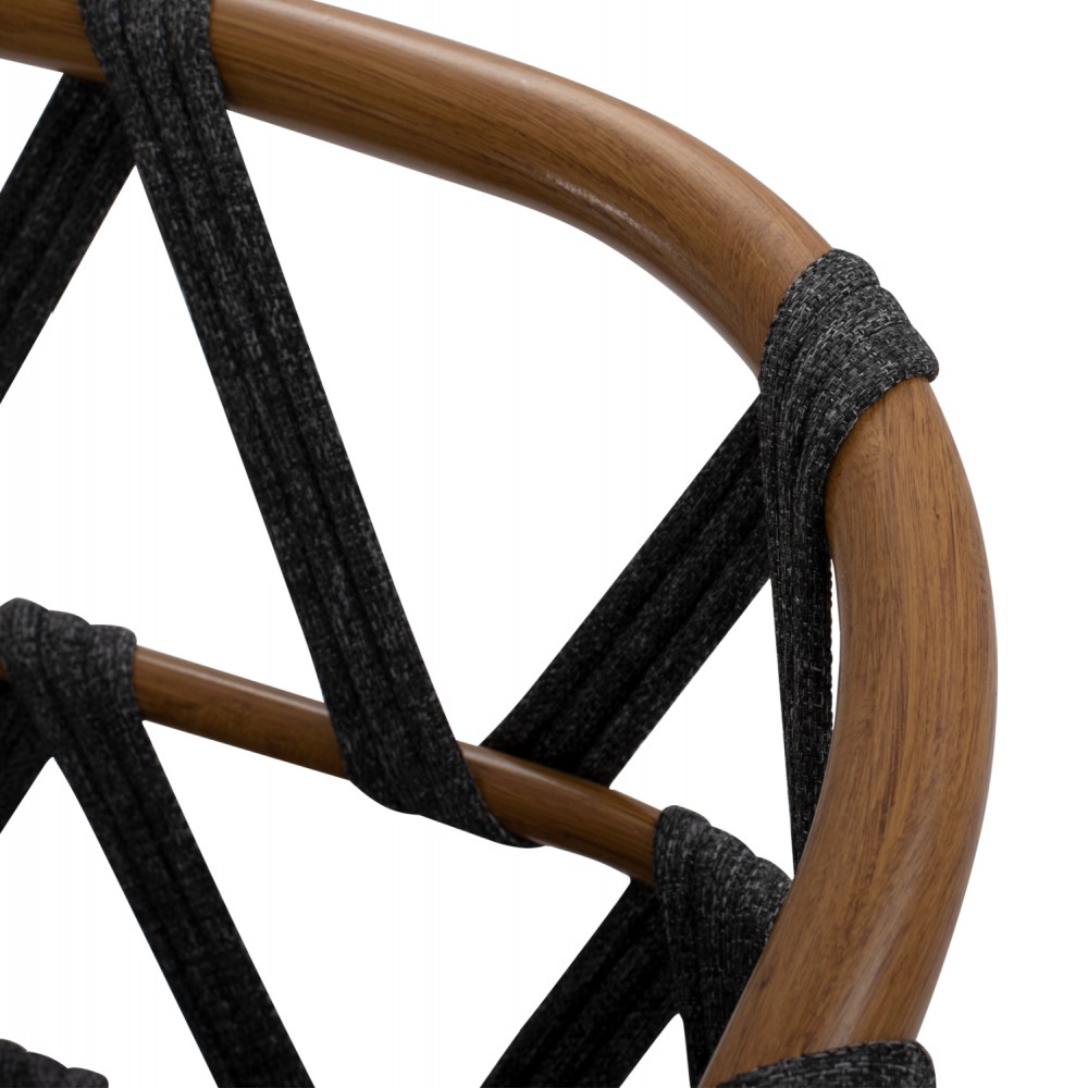 Πολυθρόνα "RICKO" από αλουμίνιο/κορδόνι σε χρώμα καφέ/γκρι 58x59x78