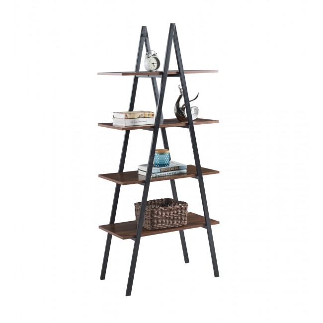 Ραφιέρα "STAM" από μέταλλο σε χρώμα μαύρο/καρυδί 71x38x164