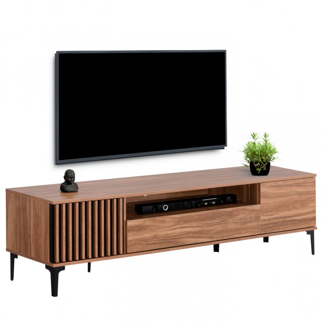 Έπιπλο τηλεόρασης "HARRY" σε χρώμα φυσικό/μαύρο 200x40x47.5