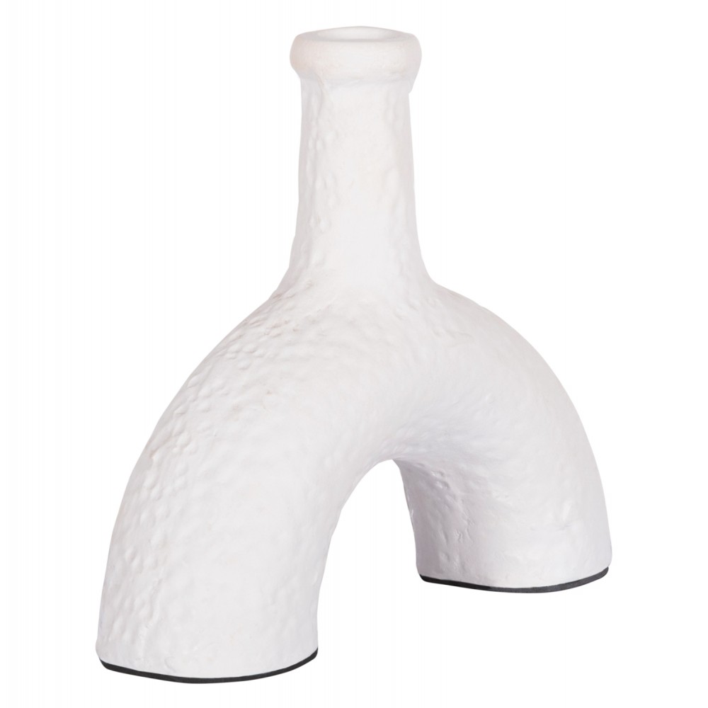 Διακοσμητικό βάζο "CLAYVON" από τερακότα σε χρώμα λευκό 23.5x7.5x21