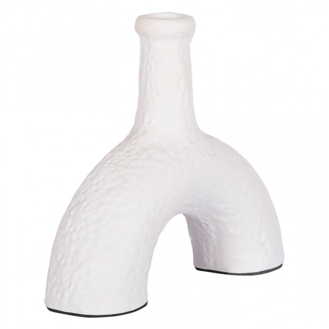 Διακοσμητικό βάζο "CLAYVON" από τερακότα σε χρώμα λευκό 23.5x7.5x21