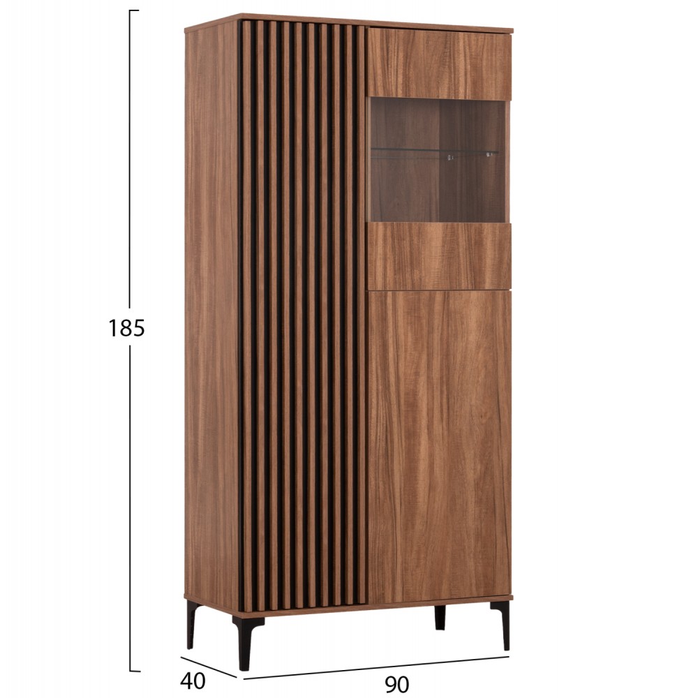 Βιτρίνα "HARRY" σε χρώμα φυσικό/μαύρο 90x40x185