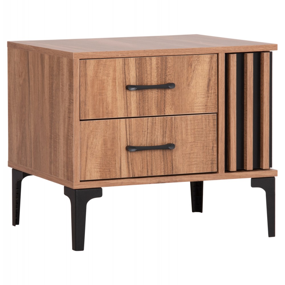 Κομοδίνο "HARRY" σε χρώμα φυσικό/μαύρο 55x43x48