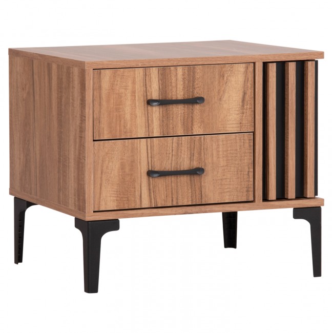 Κομοδίνο "HARRY" σε χρώμα φυσικό/μαύρο 55x43x48