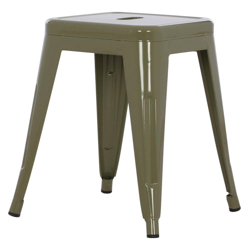 Σκαμπό "MELITA" από μέταλλο σε χρώμα σκούρο λαδί 39x39x46