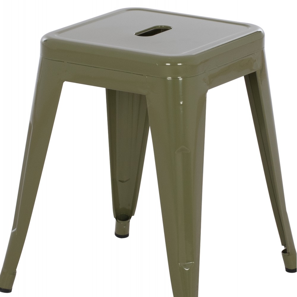 Σκαμπό "MELITA" από μέταλλο σε χρώμα σκούρο λαδί 39x39x46