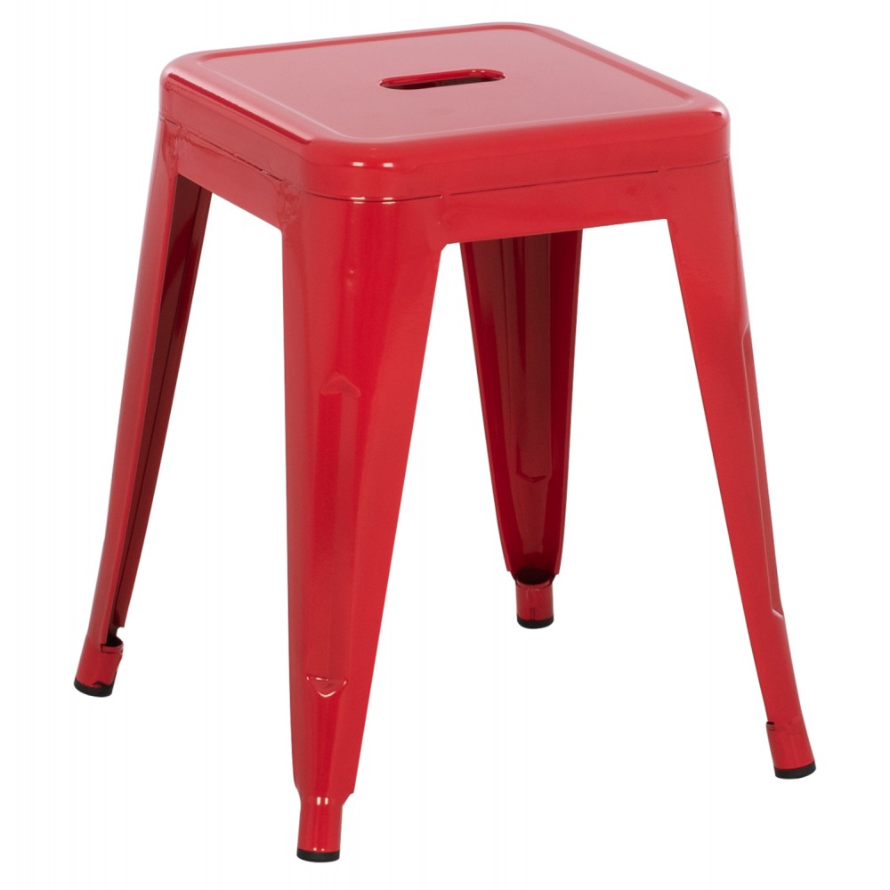 Σκαμπό "MELITA" από μέταλλο σε χρώμα κόκκινο 39x39x46