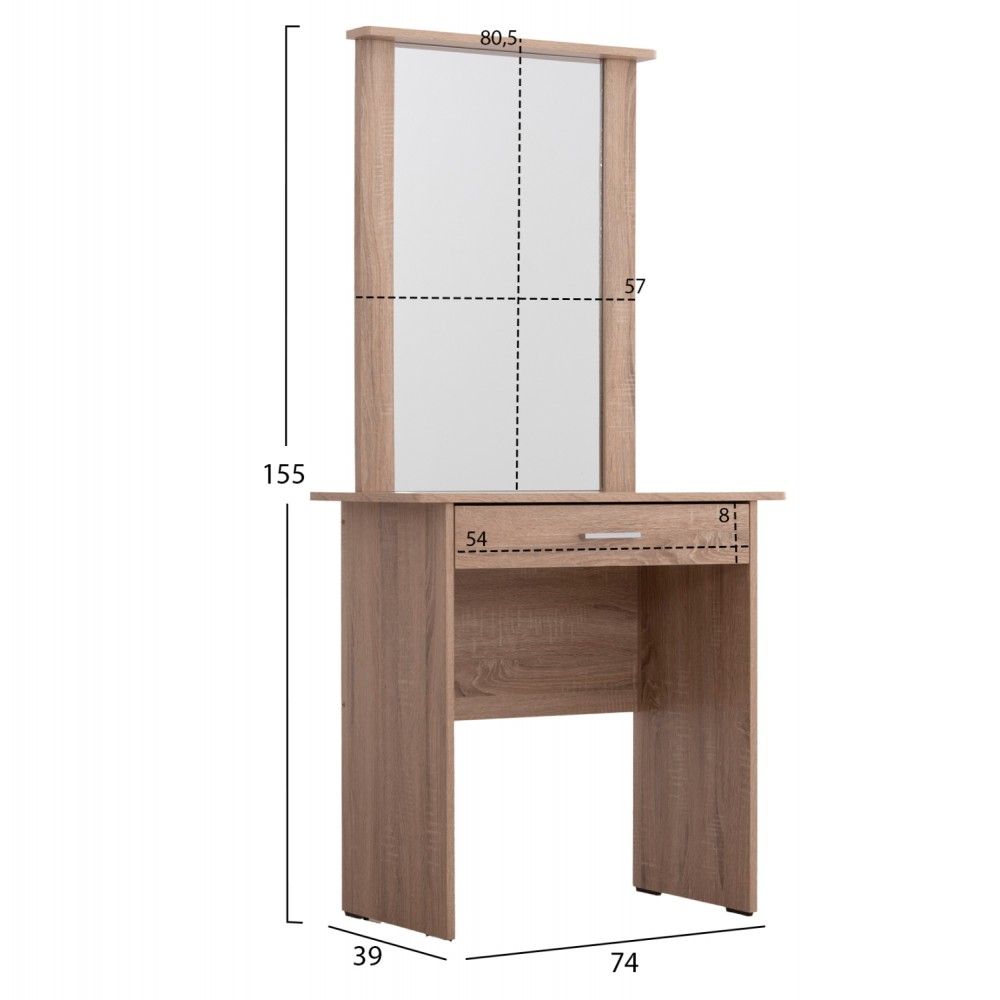 Τουαλέτα "CRYSTEL" σε χρώμα σονόμα οακ 74x39x155