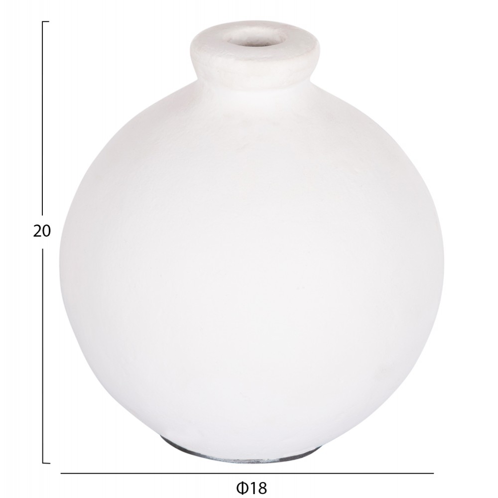 Διακοσμητικό βάζο "CLAYVON" από τερακότα σε χρώμα λευκό 18x18x20