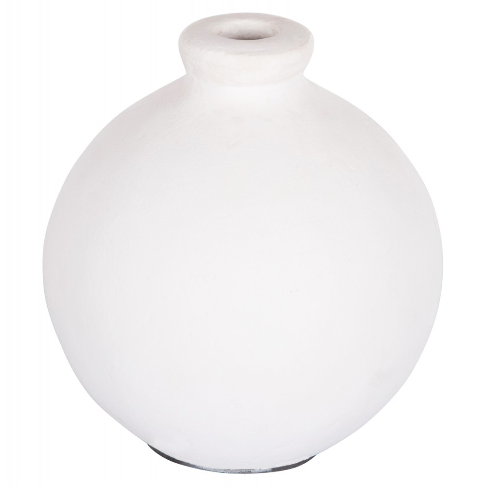 Διακοσμητικό βάζο "CLAYVON" από τερακότα σε χρώμα λευκό 18x18x20