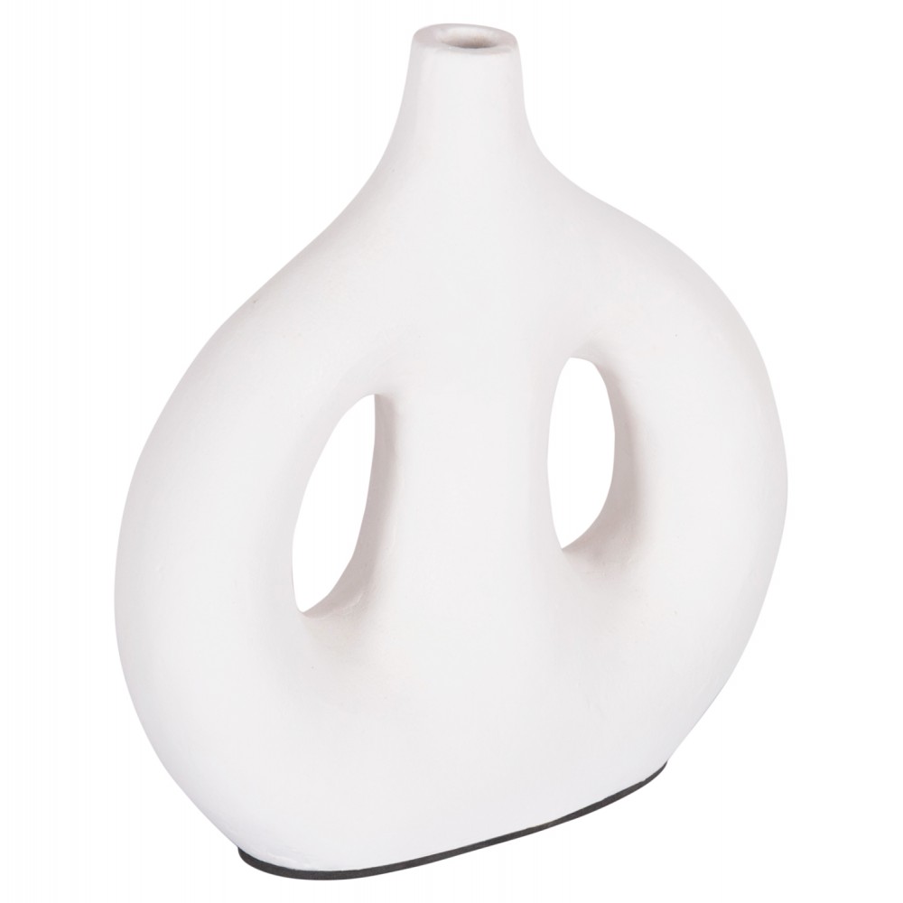 Διακοσμητικό βάζο "CLAYVON" από τερακότα σε χρώμα λευκό 23.5x8x24.5