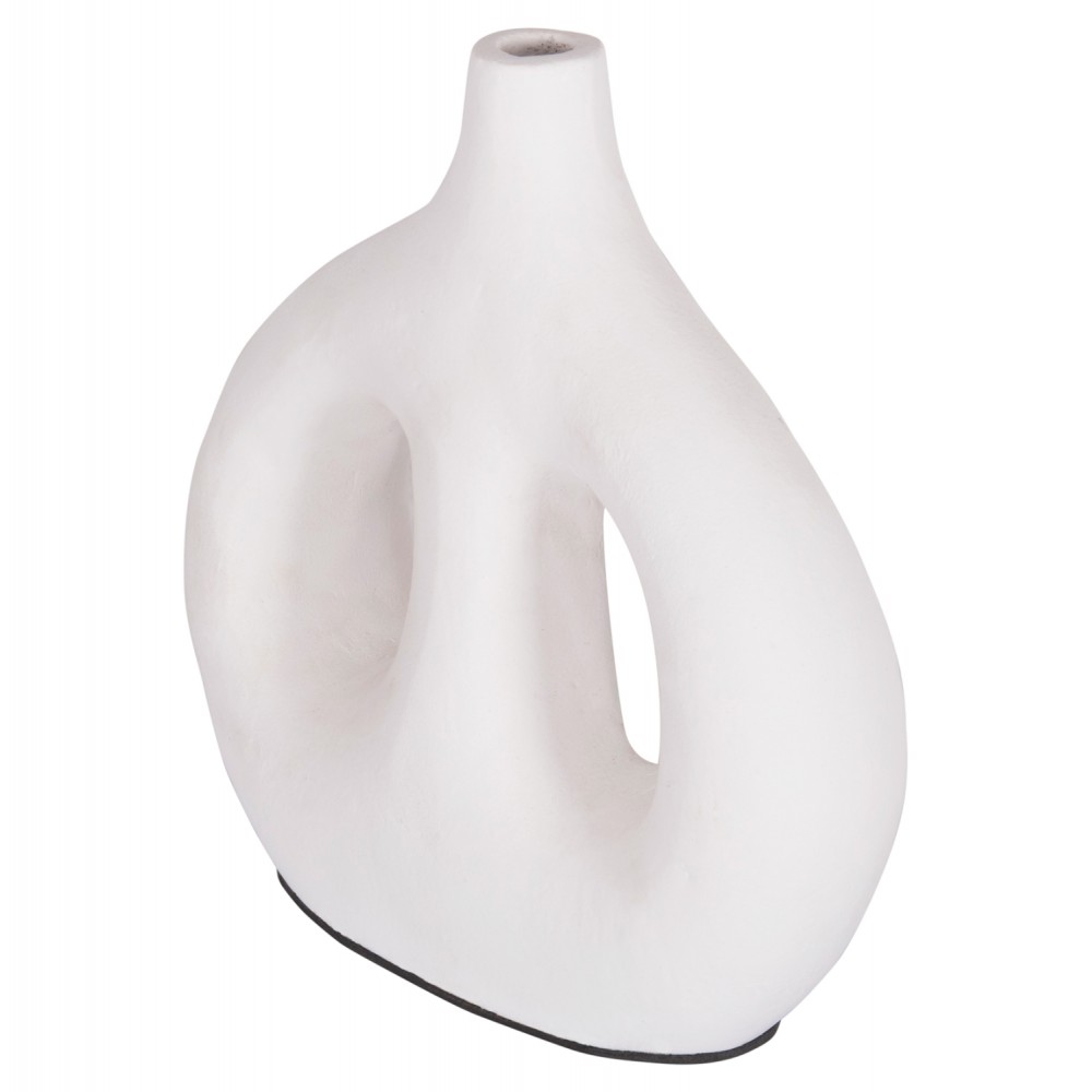 Διακοσμητικό βάζο "CLAYVON" από τερακότα σε χρώμα λευκό 23.5x8x24.5