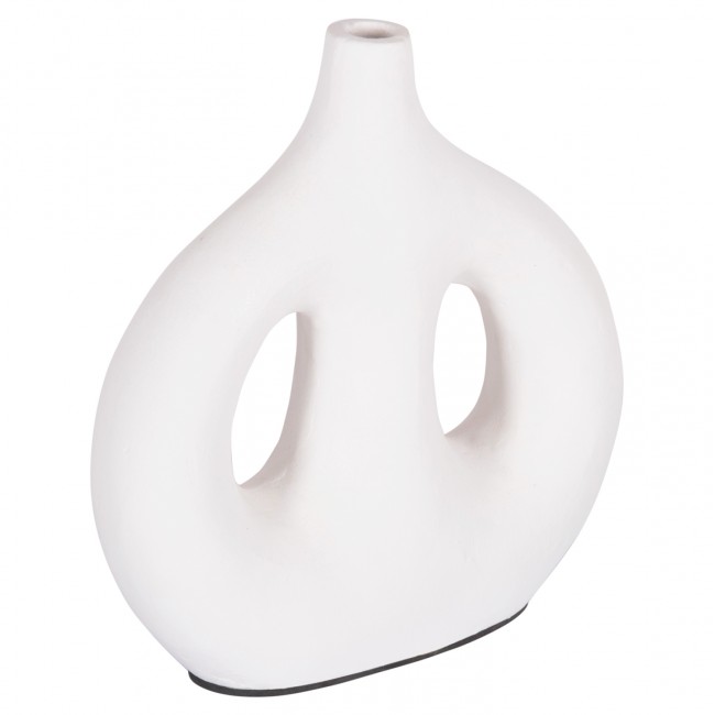 Διακοσμητικό βάζο "CLAYVON" από τερακότα σε χρώμα λευκό 23.5x8x24.5