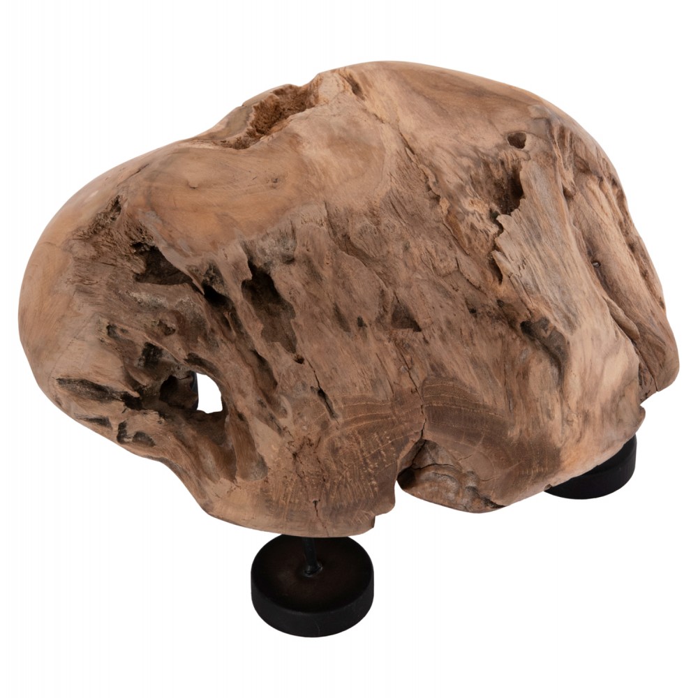 Επιτραπέζιο κηροπήγιο/bowl  "FRAN" από ξύλο/μέταλλο σε χρώμα φυσικό/μαύρο 30x30x7-15