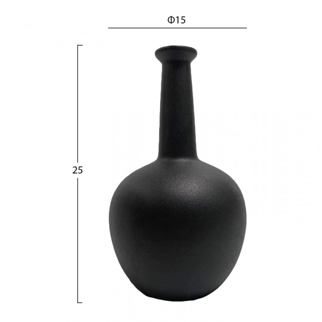 Επιτραπέζιο διακοσμητικό "ELENDIL" κεραμικό σε χρώμα μαύρο Φ15x25