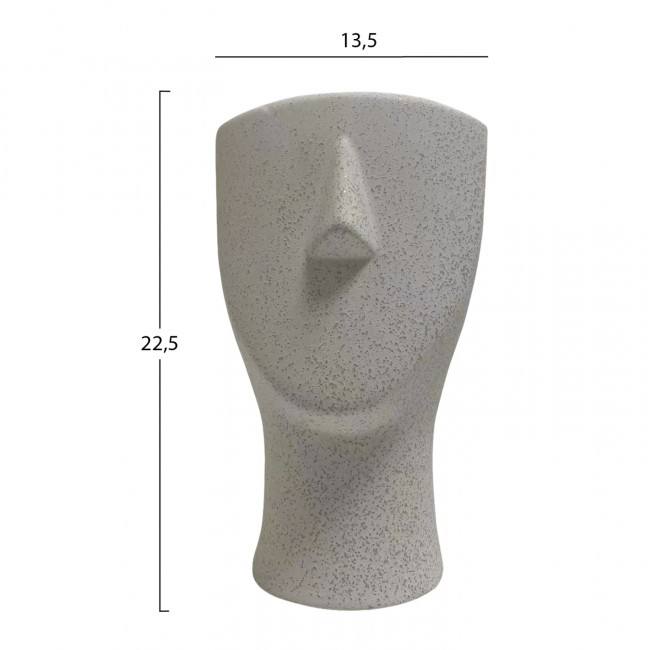 Επιτραπέζιο διακοσμητικό "HUMANS" κεραμικό σε χρώμα υπόλευκο 13.5x13.5x22.5