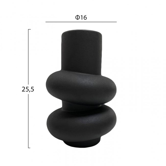 Επιτραπέζιο διακοσμητικό "ROOK" κεραμικό σε χρώμα μαύρο Φ16x25.5