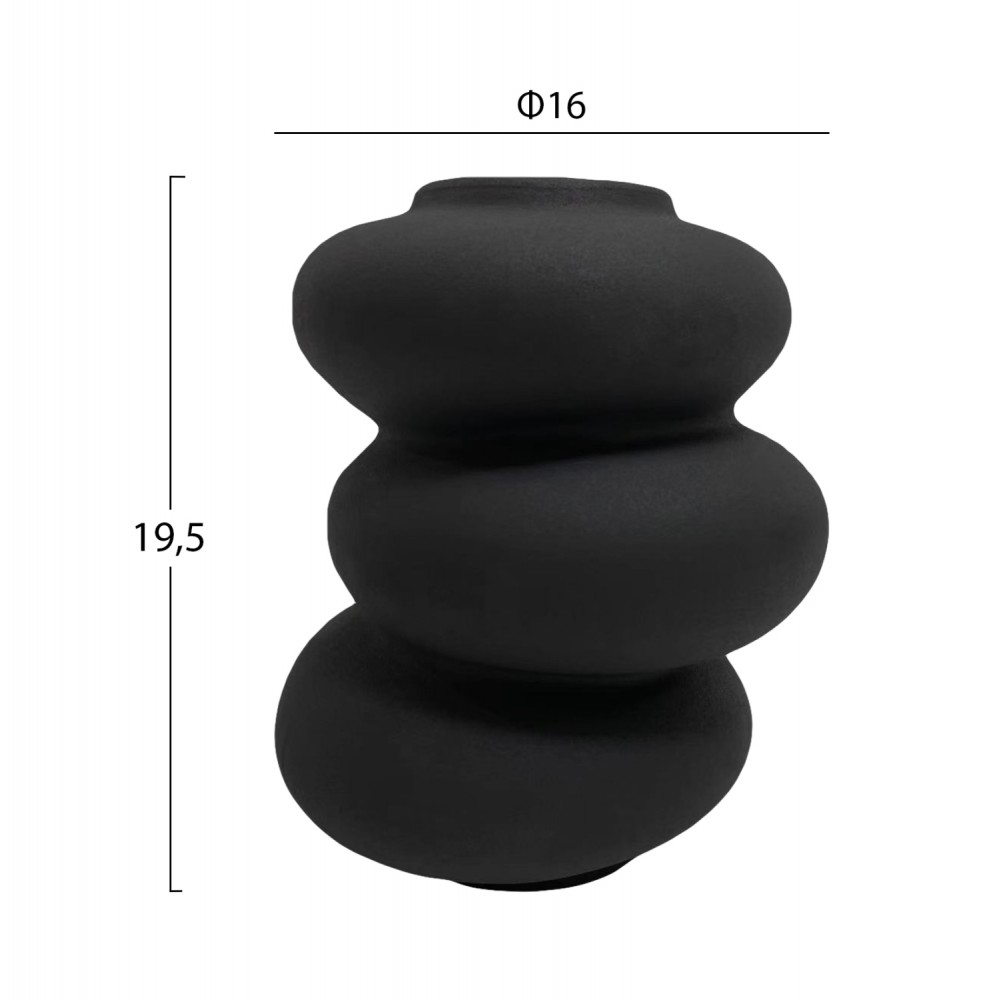 Επιτραπέζιο διακοσμητικό "ROOK" κεραμικό σε χρώμα μαύρο Φ16x19,5