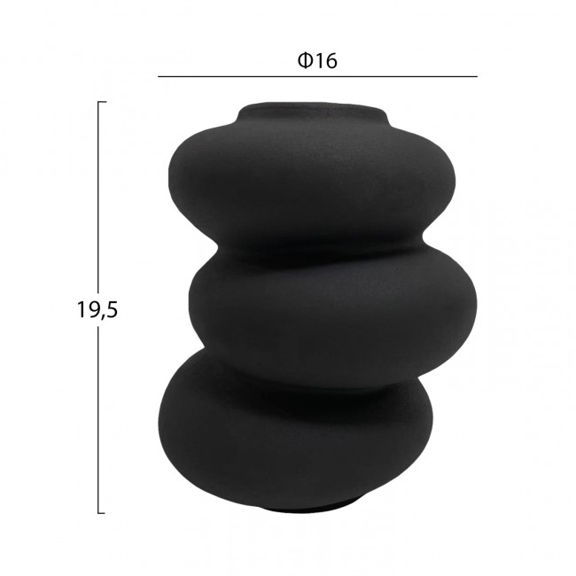 Επιτραπέζιο διακοσμητικό "ROOK" κεραμικό σε χρώμα μαύρο Φ16x19,5