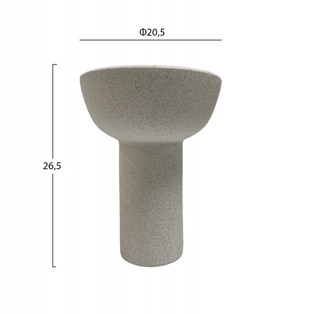 Επιτραπέζιο διακοσμητικό "ELENDIL" κεραμικό σε χρώμα υπόλευκο Φ20.5x26.5