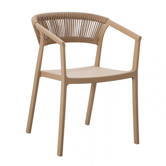 Πολυθρόνα "BOGI" από pp/σχοινί σε χρώμα καπουτσίνο/μπεζ 54x53x75