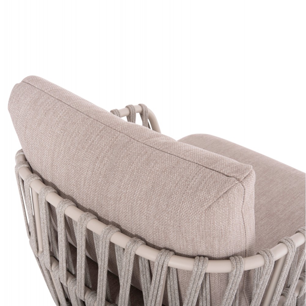 Σετ σαλόνι εξ. χώρου "SABO" 4τμχ από αλουμίνιο/ξύλο σε χρώμα κρεμ/φυσικό 126x74x31