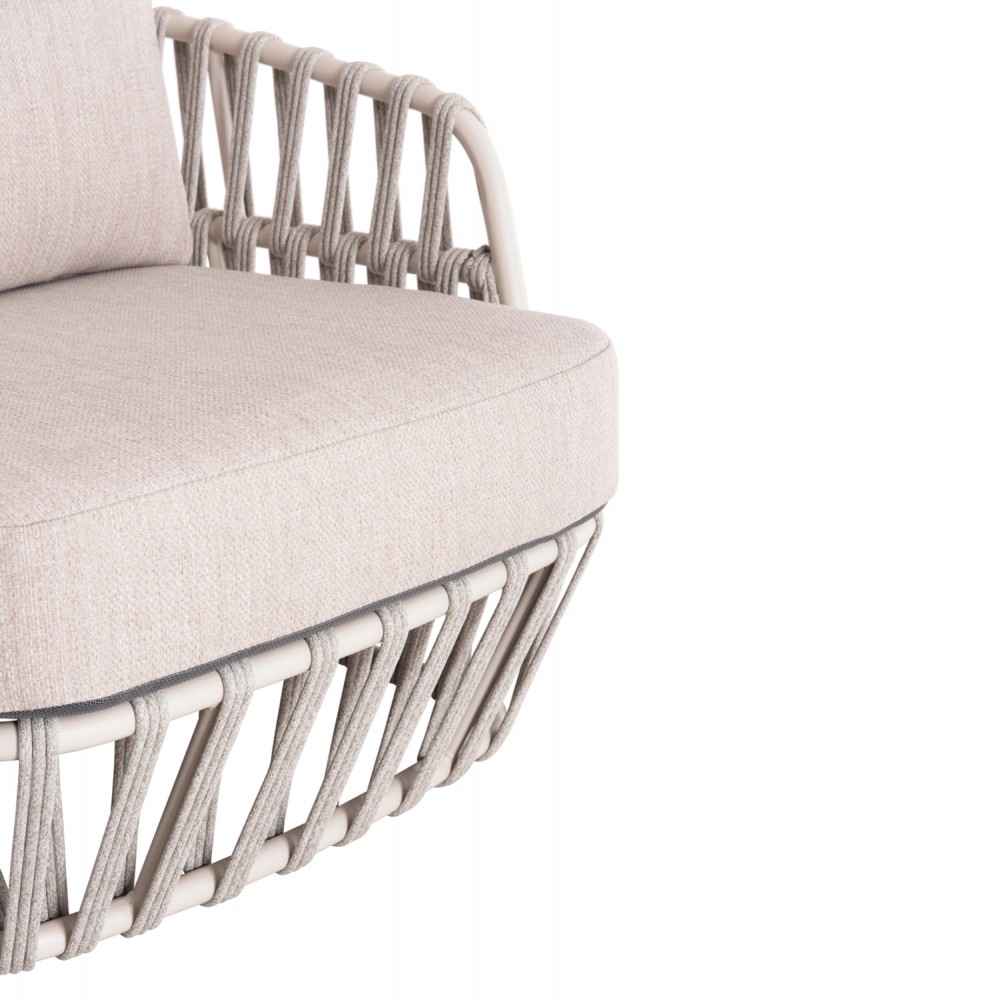 Σετ σαλόνι εξ. χώρου "SABO" 4τμχ από αλουμίνιο/ξύλο σε χρώμα κρεμ/φυσικό 126x74x31