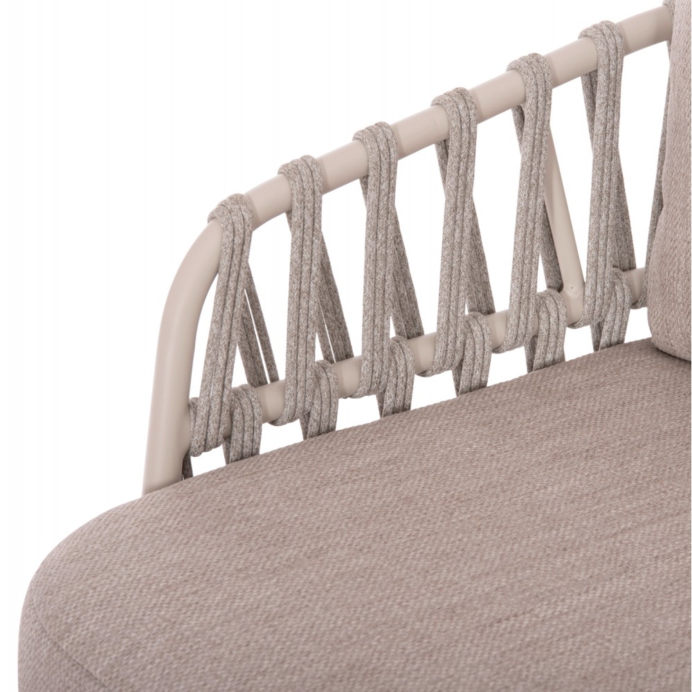 Σετ σαλόνι εξ. χώρου "SABO" 4τμχ από αλουμίνιο/ξύλο σε χρώμα κρεμ/φυσικό 126x74x31