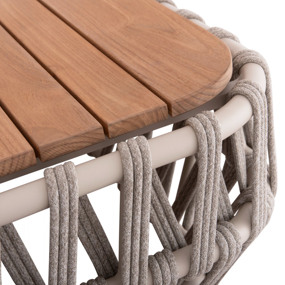 Σετ σαλόνι εξ. χώρου "SABO" 4τμχ από αλουμίνιο/ξύλο σε χρώμα κρεμ/φυσικό 126x74x31