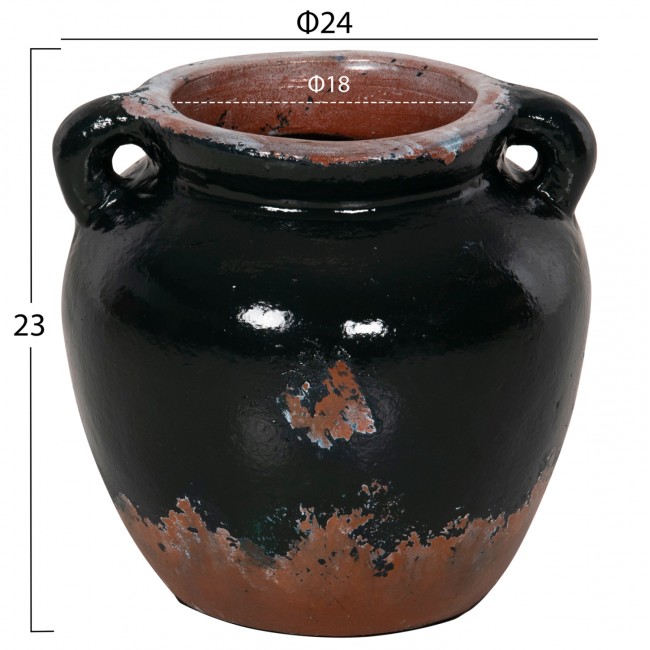 Διακοσμητικό βάζο από τερακότα σε χρώμα μαύρο Φ24x23