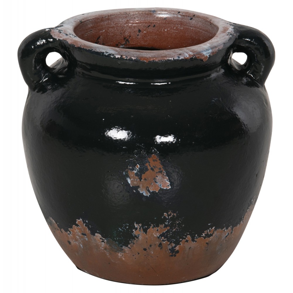 Διακοσμητικό βάζο από τερακότα σε χρώμα μαύρο Φ24x23