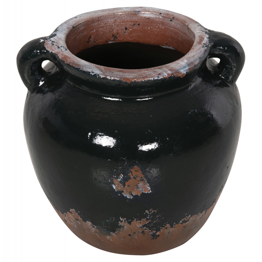 Διακοσμητικό βάζο από τερακότα σε χρώμα μαύρο Φ24x23