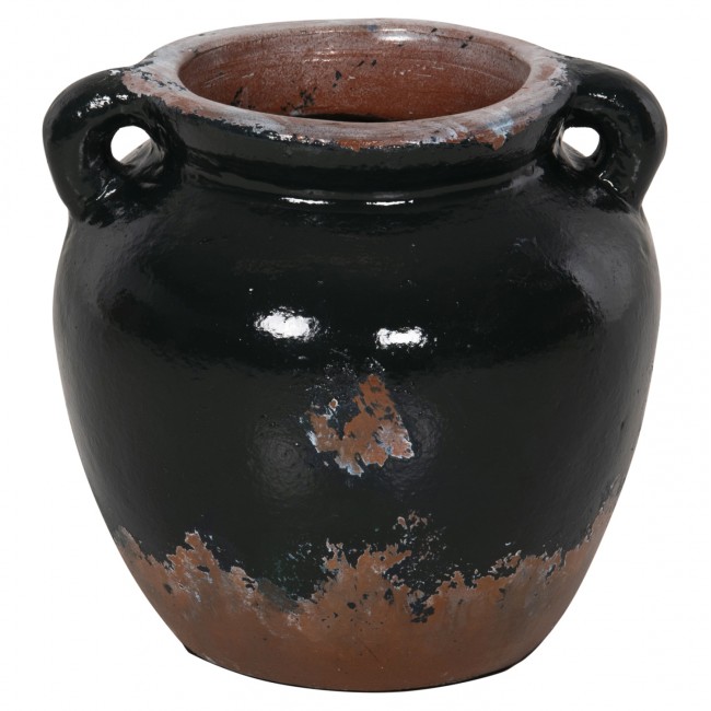 Διακοσμητικό βάζο από τερακότα σε χρώμα μαύρο Φ24x23