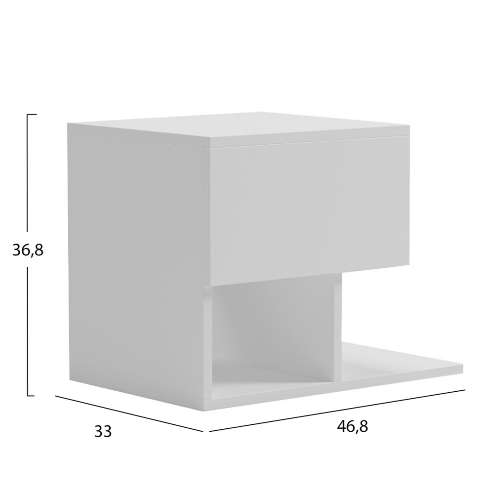 Κομοδίνο "CASPIAN" σε χρώμα λευκό 46.8x33x36.8