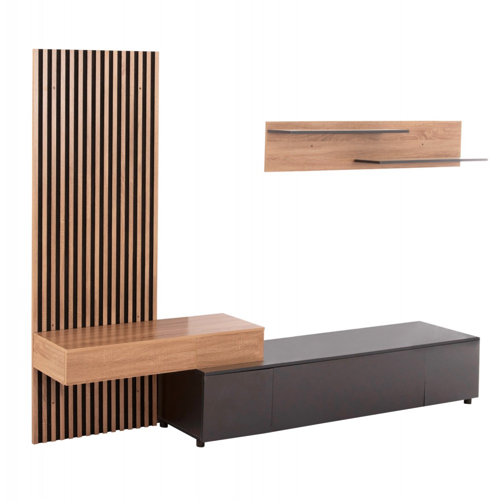 Σύνθεση τηλεόρασης "DORT" σε χρώμα σονόμα/σκούρο γκρι 249.5x42.2x199.5