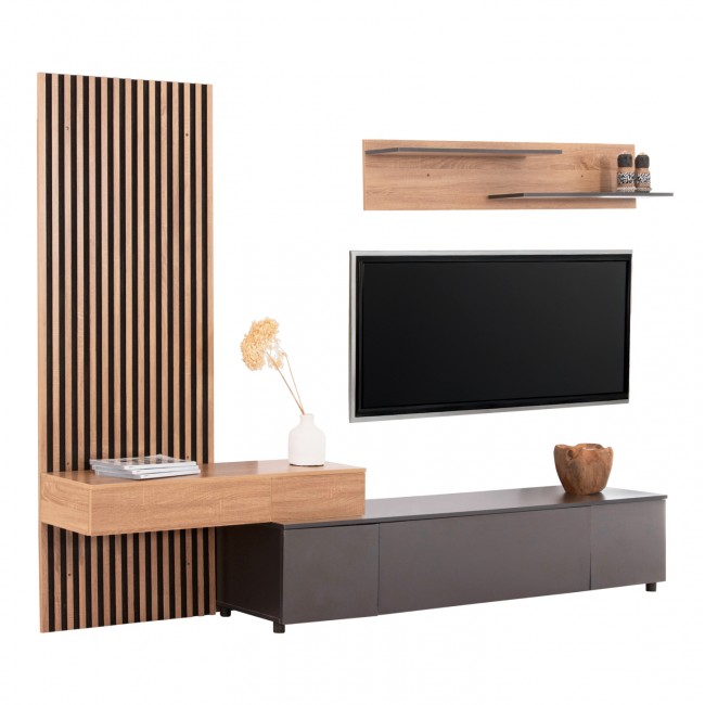 Σύνθεση τηλεόρασης "DORT" σε χρώμα σονόμα/σκούρο γκρι 249.5x42.2x199.5