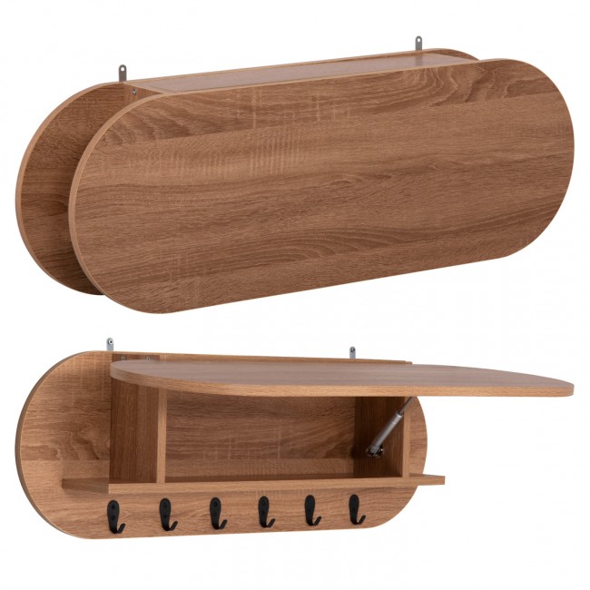 Κρεμάστρα εισόδου "STOR" με κλειστό ράφι σε χρώμα σονόμα 84x15.5x28.5