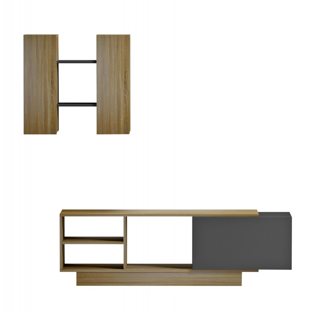 Σύνθεση τηλεόρασης "TYSON" σε χρώμα σονόμα/γκρι 140x31.5x43.5