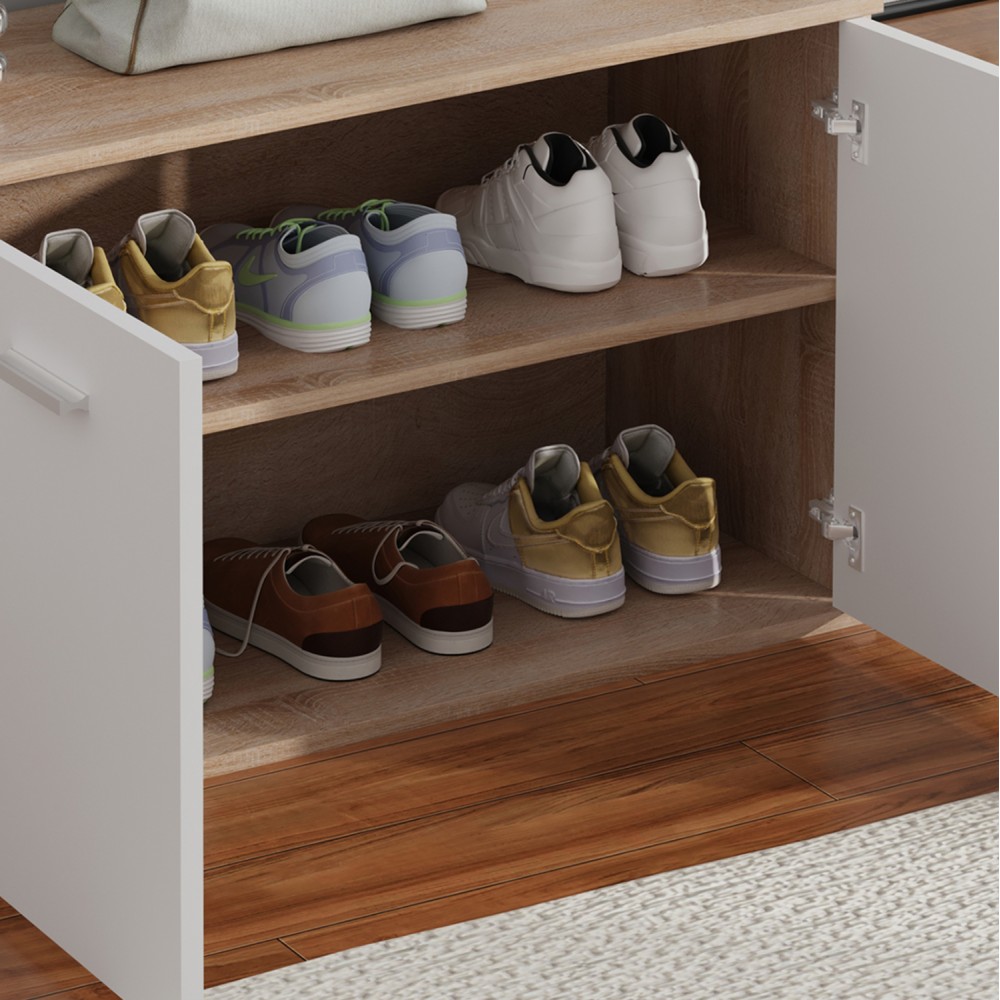 Παπουτσοθήκη "DIONNE" σε χρώμα σονόμα/λευκό 80x35x46