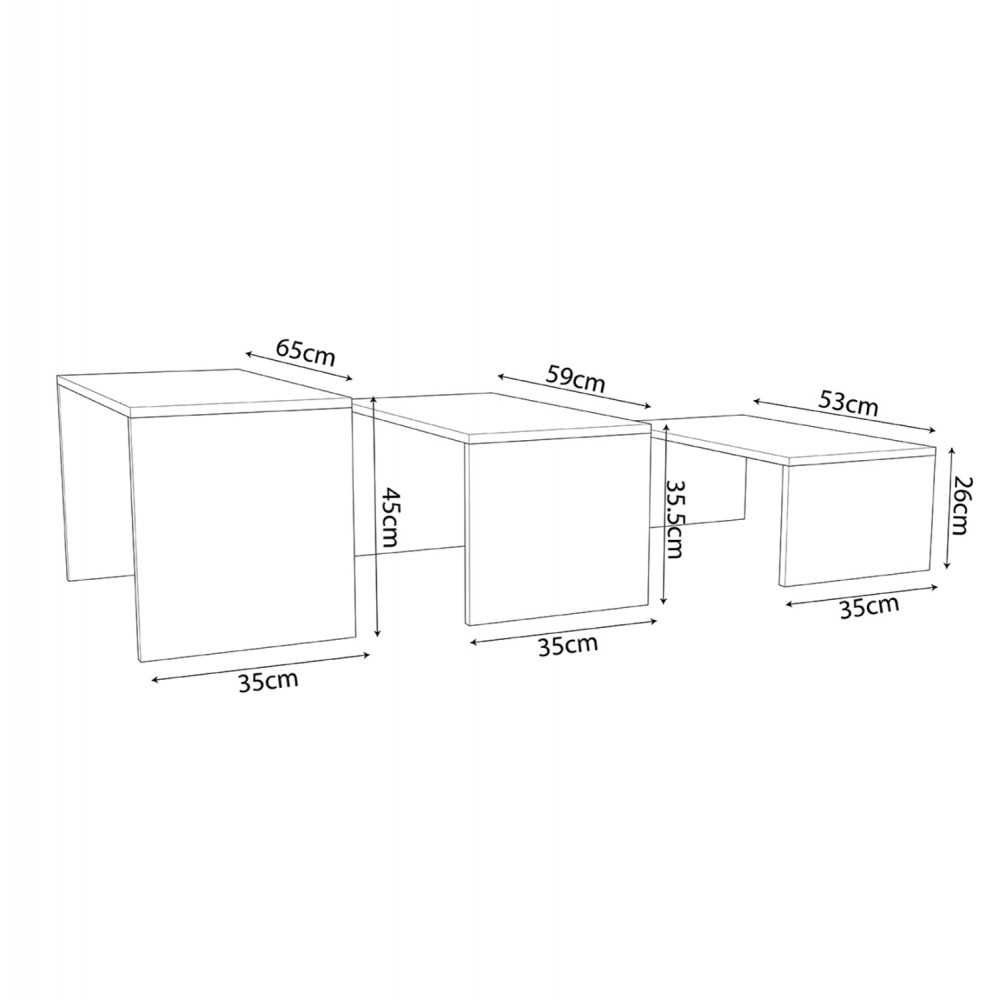 Σετ τραπέζια σαλονιού "BENTIL" σε χρώμα σονόμα/λευκό 65x35x45