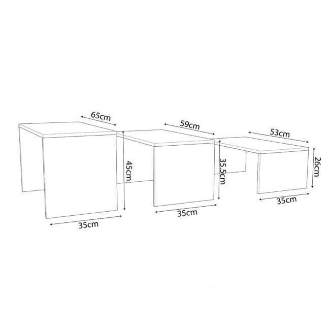 Σετ τραπέζια σαλονιού "BENTIL" σε χρώμα σονόμα/λευκό 65x35x45