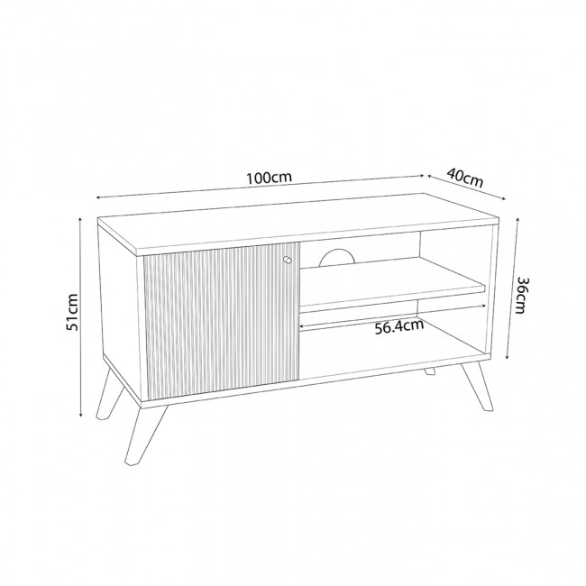 Έπιπλο τηλεόρασης "KRUDEN" σε χρώμα μαύρο/φυσικό 100x40x51