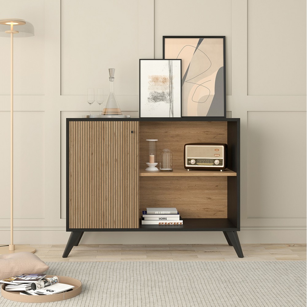 Μπουφές-κονσόλα "KRUDEN" σε χρώμα μαύρο/φυσικό 100x40x78.5