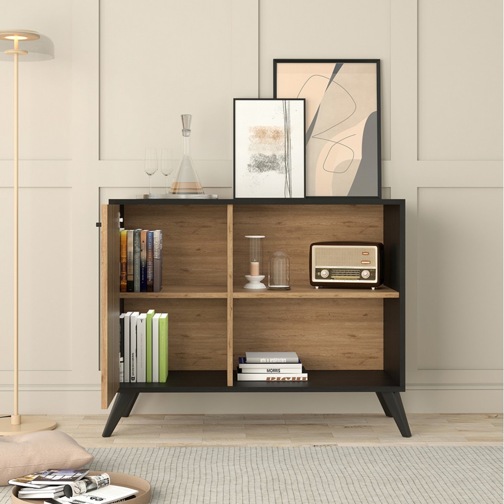 Μπουφές-κονσόλα "KRUDEN" σε χρώμα μαύρο/φυσικό 100x40x78.5