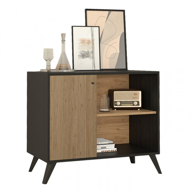 Μπουφές-κονσόλα "KRUDEN" σε χρώμα μαύρο/φυσικό 100x40x78.5