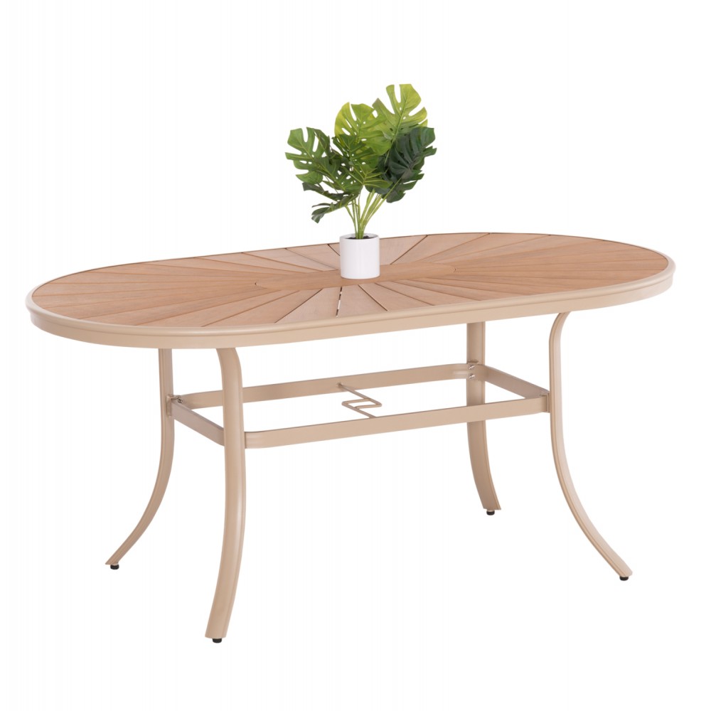 Τραπέζι εξωτερικού χώρου "TELAMO" από αλουμίνιο/polywood σε χρώμα σαμπανί/φυσικό 160x90x73.5