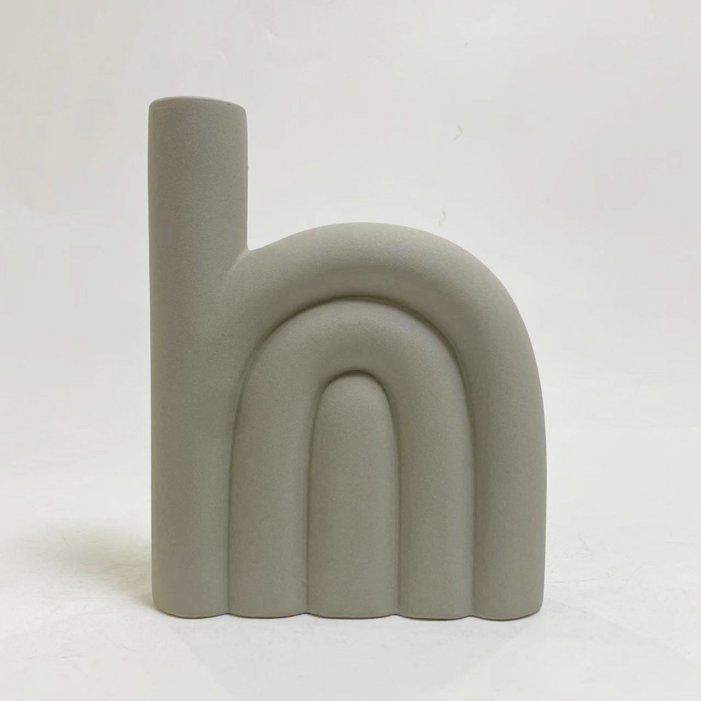 Επιτραπέζιο διακοσμητικό "ARCON" κεραμικό σε χρώμα γκρι ματ 23.5x5.5x29.5