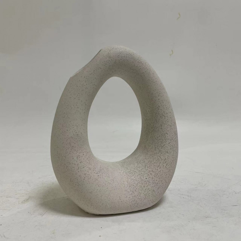 Επιτραπέζιο διακοσμητικό "ELLIPTO" κεραμικό σε χρώμα υπόλευκο κρυσταλλικό 16.5x9x20.3