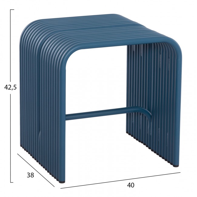 Σκαμπό χαμηλό "INTREPID" από αλουμίνιο σε χρώμα μπλε 40x38x42.5