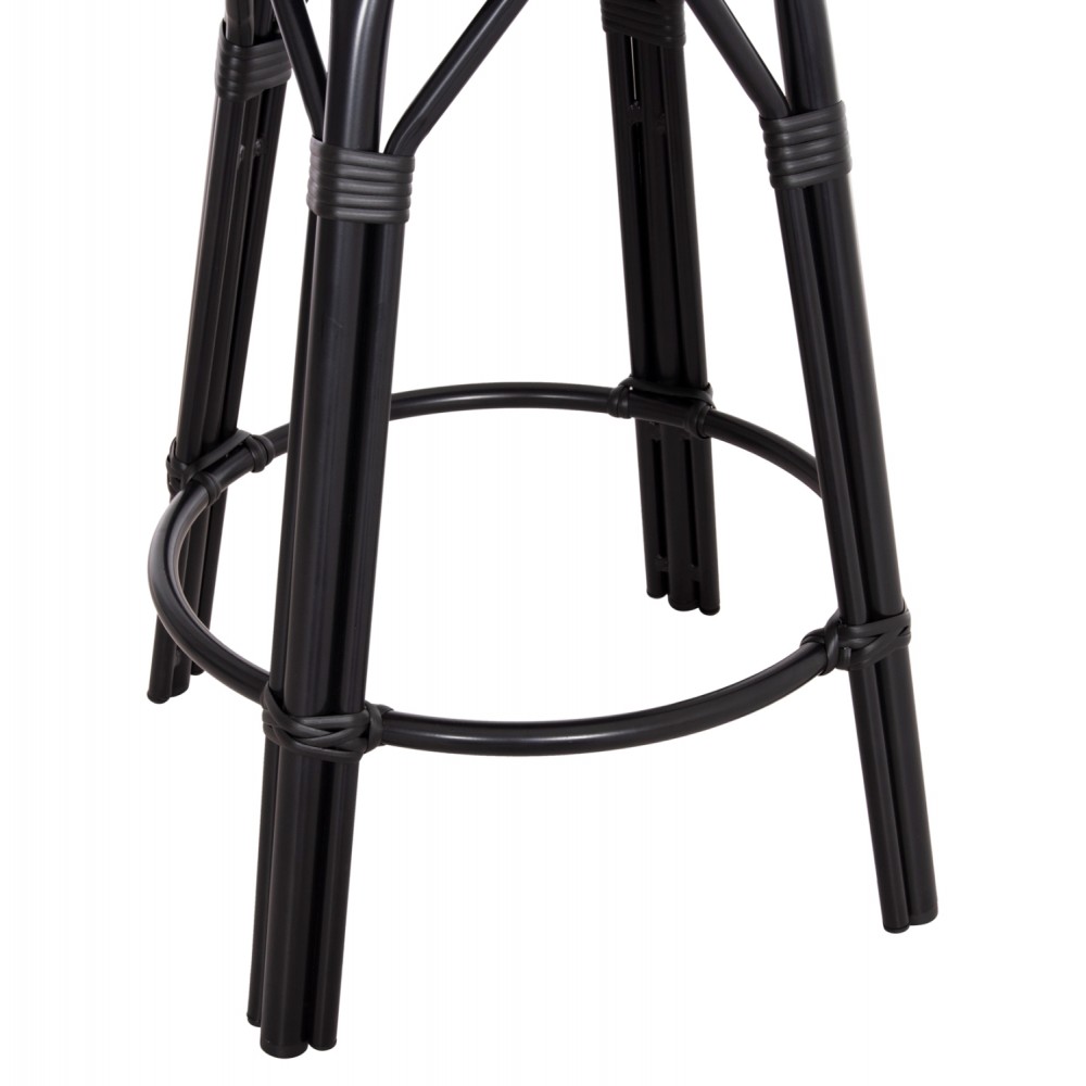 Σκαμπό μπαρ "CHINO" μεσαίου ύψους από αλουμίνιο/textilene σε χρώμα μαύρο Φ43x65